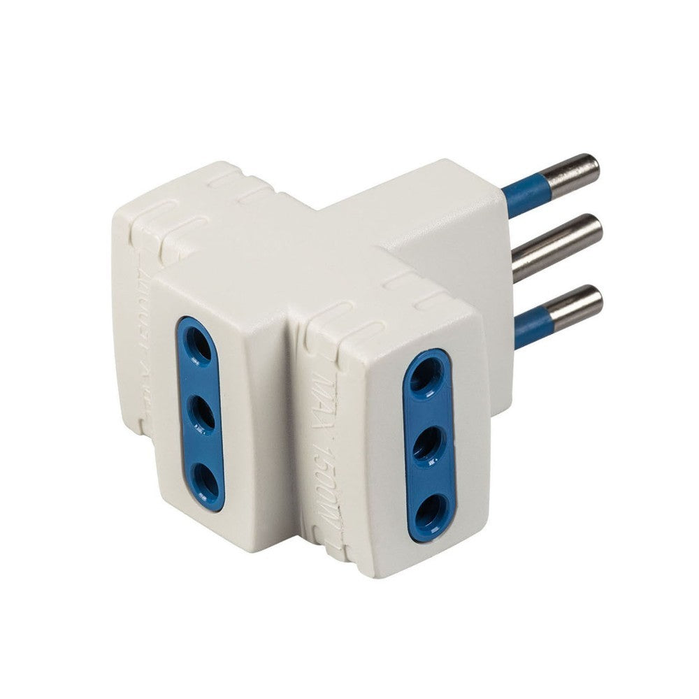 Adattatore Triplo Elix S10-P10 2 Poli + Terra 447 Bianca - Polypool Adattatore Triplo Elix S10-P10 2 Poli + Terra 447 Bianca - Polypool